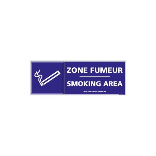 Panneau Zone fumeur / Smoking area alu 350 x 125 mm