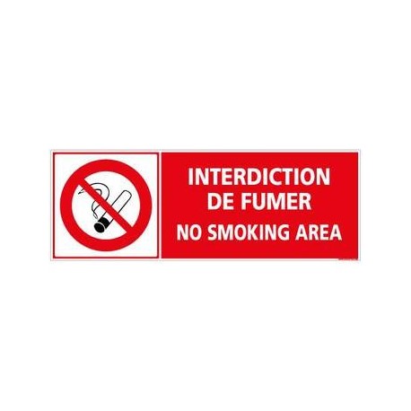 Panneau Interdiction de fumer en PVC 350 x 125 mm